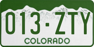 CO license plate 013ZTY