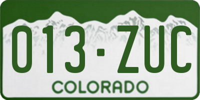 CO license plate 013ZUC