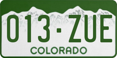CO license plate 013ZUE