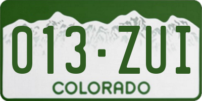 CO license plate 013ZUI
