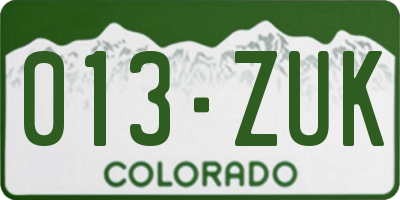 CO license plate 013ZUK