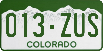 CO license plate 013ZUS