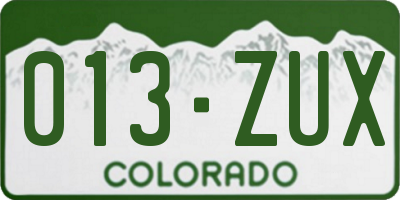 CO license plate 013ZUX