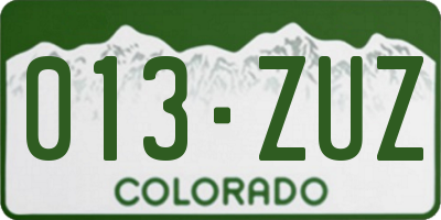 CO license plate 013ZUZ
