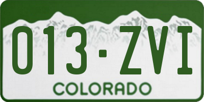 CO license plate 013ZVI