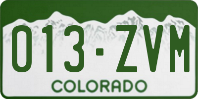 CO license plate 013ZVM