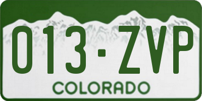 CO license plate 013ZVP