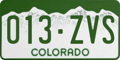 CO license plate 013ZVS