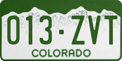 CO license plate 013ZVT