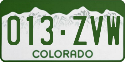 CO license plate 013ZVW