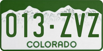 CO license plate 013ZVZ