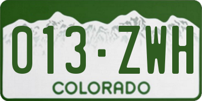 CO license plate 013ZWH