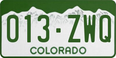 CO license plate 013ZWQ