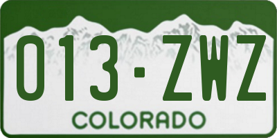 CO license plate 013ZWZ