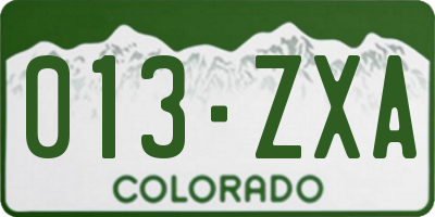 CO license plate 013ZXA