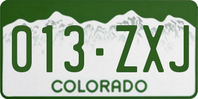 CO license plate 013ZXJ