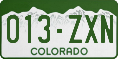 CO license plate 013ZXN