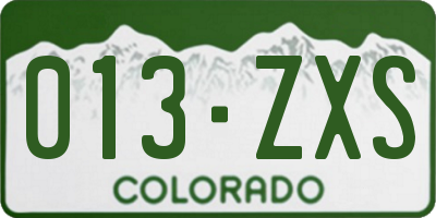 CO license plate 013ZXS