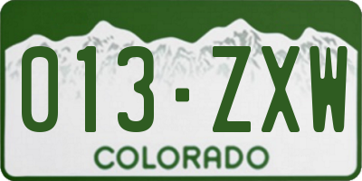 CO license plate 013ZXW