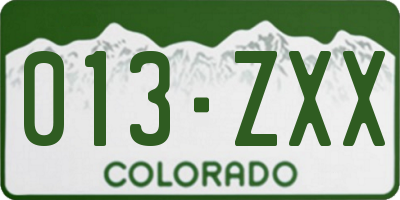 CO license plate 013ZXX