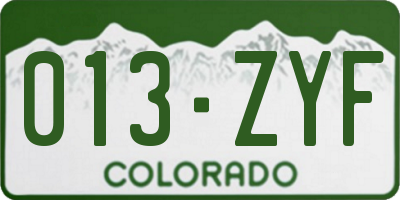 CO license plate 013ZYF