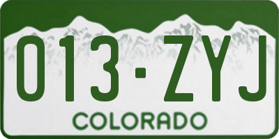 CO license plate 013ZYJ