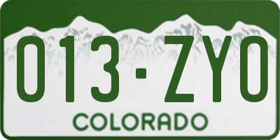 CO license plate 013ZYO