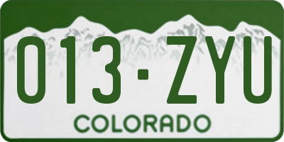 CO license plate 013ZYU