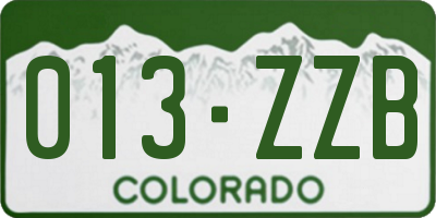 CO license plate 013ZZB