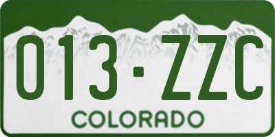 CO license plate 013ZZC