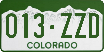 CO license plate 013ZZD