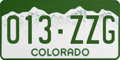 CO license plate 013ZZG