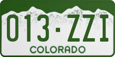 CO license plate 013ZZI
