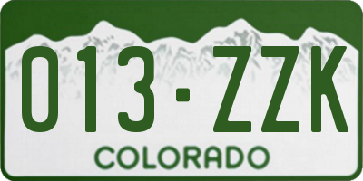 CO license plate 013ZZK