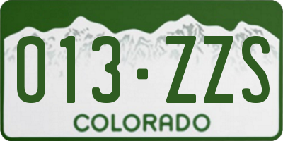 CO license plate 013ZZS