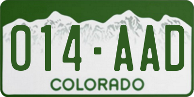 CO license plate 014AAD