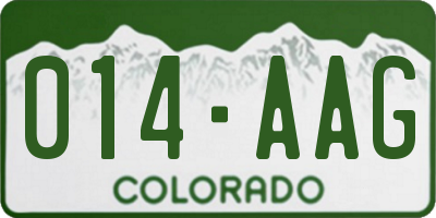 CO license plate 014AAG