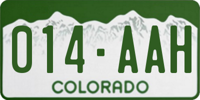 CO license plate 014AAH