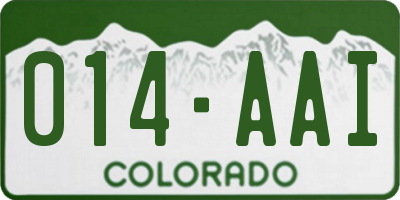 CO license plate 014AAI