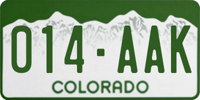 CO license plate 014AAK