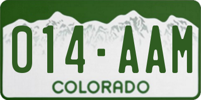 CO license plate 014AAM
