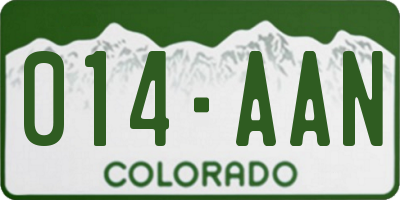 CO license plate 014AAN