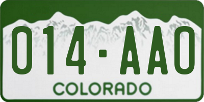 CO license plate 014AAO