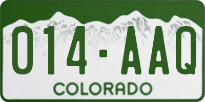 CO license plate 014AAQ