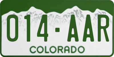 CO license plate 014AAR
