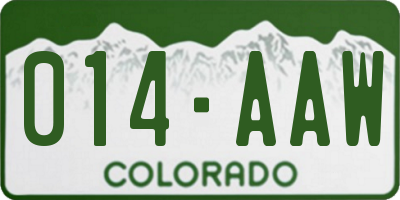 CO license plate 014AAW
