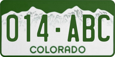 CO license plate 014ABC