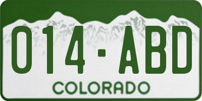 CO license plate 014ABD