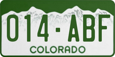 CO license plate 014ABF