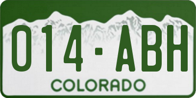 CO license plate 014ABH